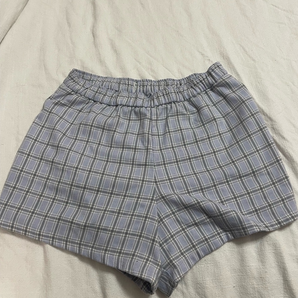 Cozy Plaid Women's Pajama Shorts in Blue and Gray